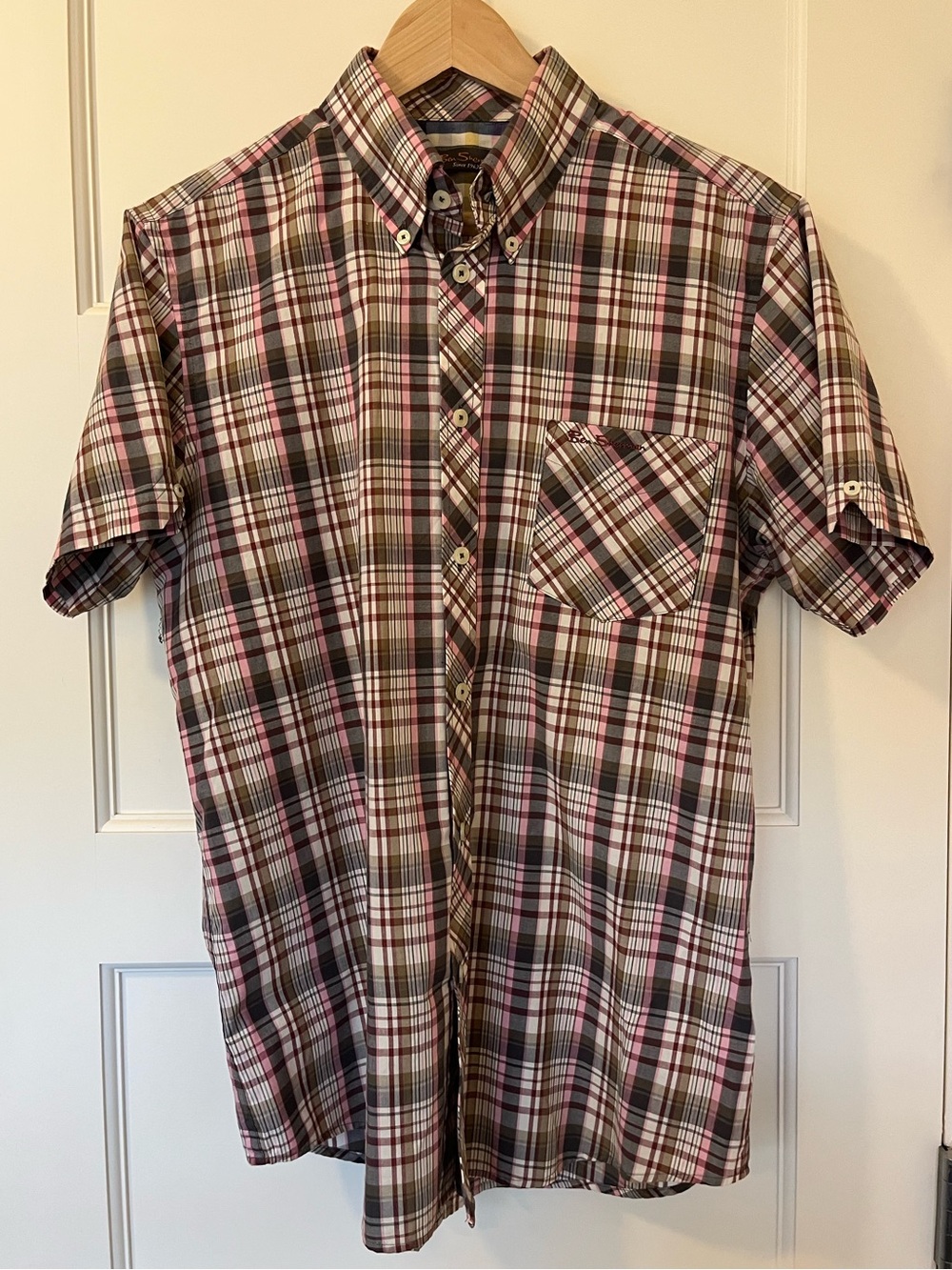 Ben Sherman Men’s Large Plaid Shirt Modern Fit Short Sleeve Button Down